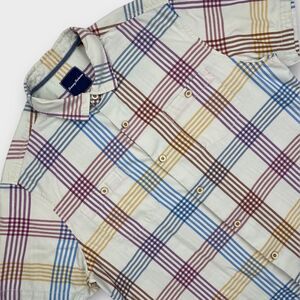 Tommy Bahama Shirt Mens Extra Large Silk Check Striped White Island Zone Pockets